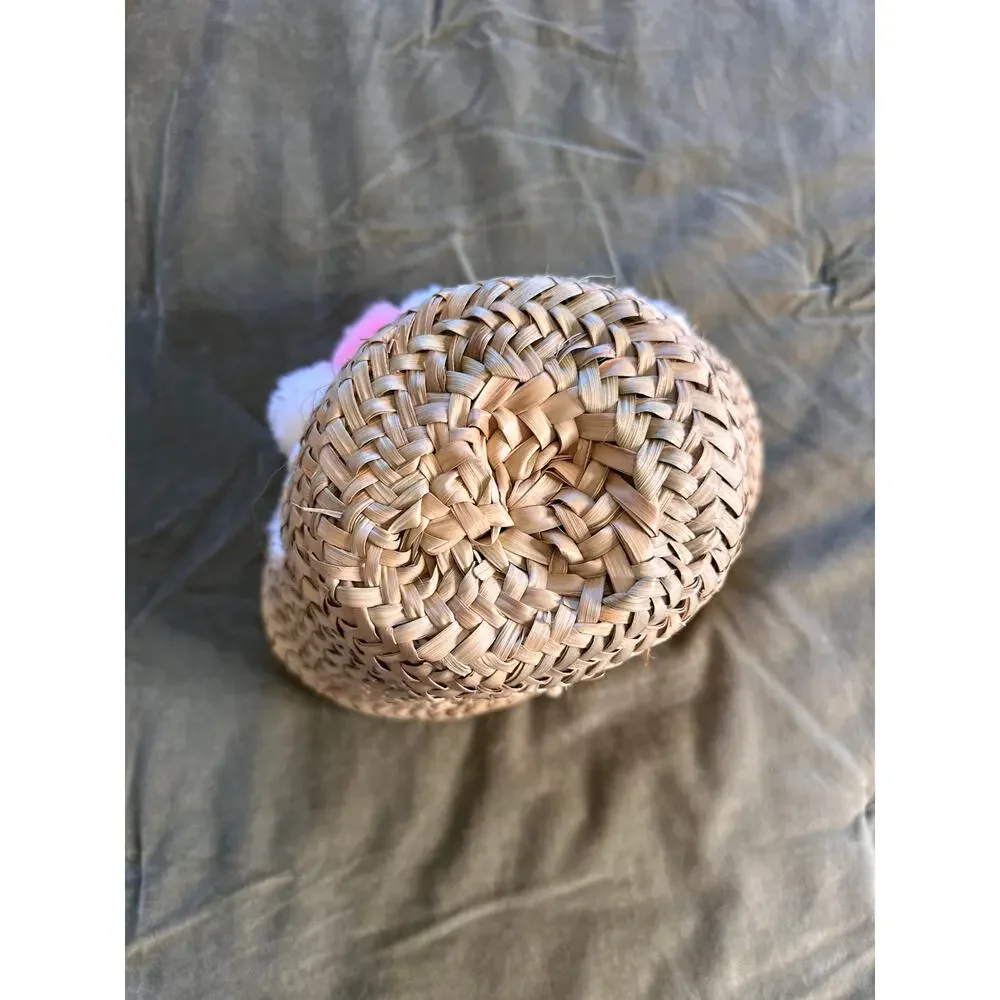 MADELINE Monogrammed Rattan Pom Pom Woven Basket